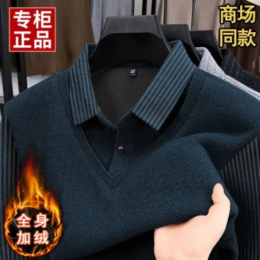Áo Polo Len Nam Thu Đông Lông Cừu Giả Hai Miếng, Lót Dày Ấm Giá 282.960₫ 6