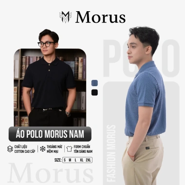 Áo polo nam Morus M4 bo tay 100% cotton thoáng mát, thấm hút tốt, chỉ 449.000₫ 2
