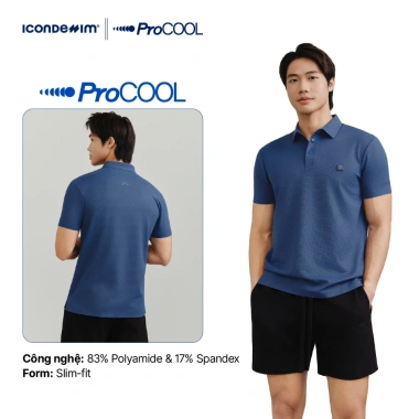 Áo polo nam PROCOOL ICONDENIM slim-fit, công nghệ hạt làm mát, co giãn 4 chiều, vải ít nhăn - 374k