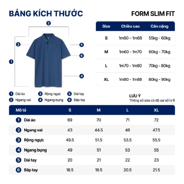 Áo polo nam PROCOOL ICONDENIM slim-fit, công nghệ hạt làm mát, co giãn 4 chiều, vải ít nhăn - 374k