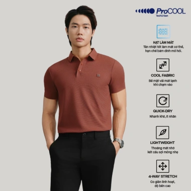 Áo polo nam PROCOOL ICONDENIM slim-fit, công nghệ hạt làm mát, co giãn 4 chiều, vải ít nhăn - 374k