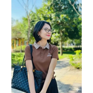 Áo Polo Nữ Nâu Cổ Caro Thanh Lịch, Dễ Mặc, Size 40-63kg - Giá 120.900₫