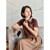 Áo Polo Nữ Nâu Cổ Caro Thanh Lịch, Dễ Mặc, Size 40-63kg - Giá 120.900₫ 6