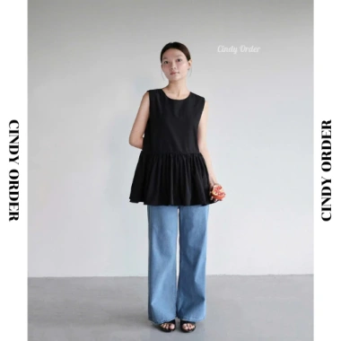 Áo Sát Nách Nữ Somi Top CINDY ORDER Peplum Cut Out Sau Lưng Cotton Hàn Dày Dặn - Giá 390k (Giảm từ 468k)