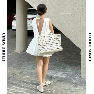 Áo Sát Nách Nữ Somi Top CINDY ORDER Peplum Cut Out Sau Lưng Cotton Hàn Dày Dặn - Giá 390k (Giảm từ 468k)