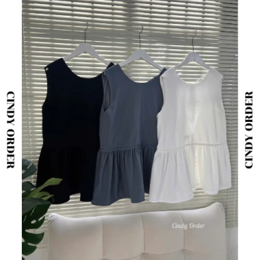 Áo Sát Nách Nữ Somi Top CINDY ORDER Peplum Cut Out Sau Lưng Cotton Hàn Dày Dặn - Giá 390k (Giảm từ 468k)