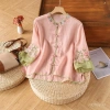 Áo Sơ Mi Cardigan Trung Hoa Vải Lanh Cotton Thêu Nữ Giá ưu đãi 213.681 VND 8