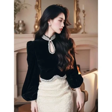 Áo Sơ Mi Đen Cao Cấp Đứng Cổ Dài Tay Nữ - Thiết Kế Độc Đáo, Giá Giảm Đặc Biệt 199k 6