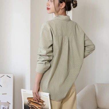 Áo sơ mi kẻ đũi cotton Vintage, thêu logo - giảm giá 160k từ ufo.thebasic