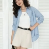 Áo sơ mi kẻ đũi cotton Vintage, thêu logo - giảm giá 160k từ ufo.thebasic 2
