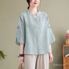 Áo sơ mi lanh phong cách Trung Hoa cotton mát mẻ, giá chỉ 203.974₫ mùa hè 2