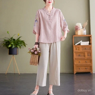 Áo sơ mi lanh phong cách Trung Hoa cotton mát mẻ, giá chỉ 203.974₫ mùa hè 6