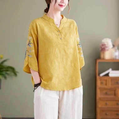 Áo sơ mi lanh phong cách Trung Hoa cotton mát mẻ, giá chỉ 203.974₫ mùa hè 10