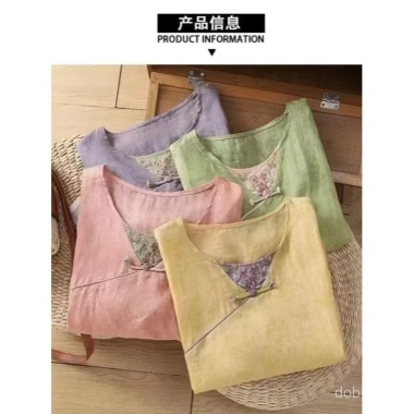 Áo sơ mi mỏng retro Trung Hoa mùa Hè 2.025 - Vải cotton jacquard thoáng mát