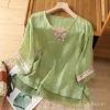 Áo sơ mi mỏng retro Trung Hoa mùa Hè 2.025 - Vải cotton jacquard thoáng mát 7
