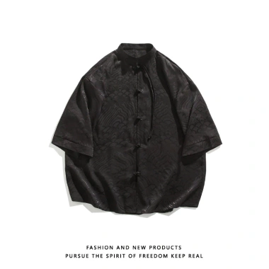 Áo sơ mi nam Silk Lạnh Jacquard phong cách Trung Quốc, cúc ếch, giá 270.365₫