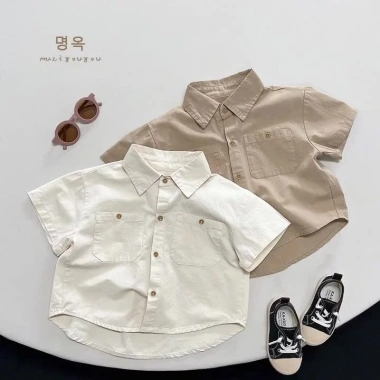Aó sơ mi ngắn tay kaki mềm form rộng, mix đồ cá tính cho bé trai mùa hè S9 2 Aó sơ mi ngắn tay kaki mềm form rộng, mix đồ cá tính cho bé trai mùa hè S9 2