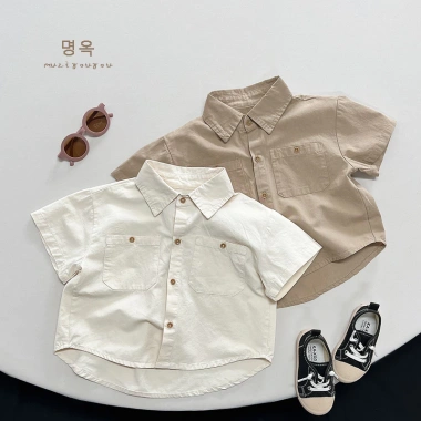 Aó sơ mi ngắn tay kaki mềm form rộng, mix đồ cá tính cho bé trai mùa hè S9 7 Aó sơ mi ngắn tay kaki mềm form rộng, mix đồ cá tính cho bé trai mùa hè S9 7