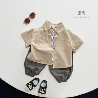 Aó sơ mi ngắn tay kaki mềm form rộng, mix đồ cá tính cho bé trai mùa hè S9 9 Aó sơ mi ngắn tay kaki mềm form rộng, mix đồ cá tính cho bé trai mùa hè S9 9