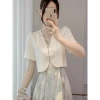 Áo sơ mi nữ hè tay ngắn chống nắng, jacquard mỏng Trung Hoa, phù hợp áo choàng 5