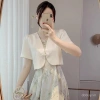 Áo sơ mi nữ hè tay ngắn chống nắng, jacquard mỏng Trung Hoa, phù hợp áo choàng 7