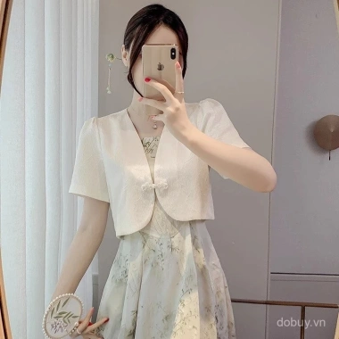 Áo sơ mi nữ hè tay ngắn chống nắng, jacquard mỏng Trung Hoa, phù hợp áo choàng 7 Áo sơ mi nữ hè tay ngắn chống nắng, jacquard mỏng Trung Hoa, phù hợp áo choàng 7