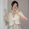 Áo sơ mi nữ hè tay ngắn chống nắng, jacquard mỏng Trung Hoa, phù hợp áo choàng 8