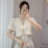 Áo sơ mi nữ hè tay ngắn chống nắng, jacquard mỏng Trung Hoa, phù hợp áo choàng 9