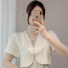 Áo sơ mi nữ hè tay ngắn chống nắng, jacquard mỏng Trung Hoa, phù hợp áo choàng 10
