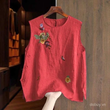 Áo sơ mi nữ mùa hè 2.025 vải lanh cotton thêu tinh tế phong cách Trung Hoa thời thượng - Giá chỉ 247.332₫