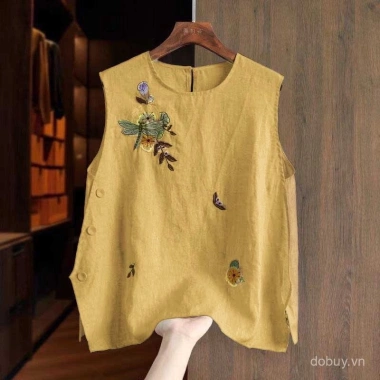 Áo sơ mi nữ mùa hè 2.025 vải lanh cotton thêu tinh tế phong cách Trung Hoa thời thượng - Giá chỉ 247.332₫