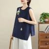 Áo sơ mi nữ mùa hè 2.025 vải lanh cotton thêu tinh tế phong cách Trung Hoa thời thượng - Giá chỉ 247.332₫ 8