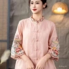 Áo Sơ Mi Nữ Thêu Trung Hoa Mùa Hè 2.025 - Lá Sen Retro, Vải Lanh Cotton, Giá 250k 2