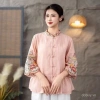 Áo Sơ Mi Nữ Thêu Trung Hoa Mùa Hè 2.025 - Lá Sen Retro, Vải Lanh Cotton, Giá 250k 8