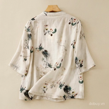 Áo sơ mi nữ Trung Hoa vintage, vải lanh cotton mát mẻ mùa hè - Giá 405.454₫