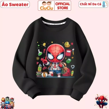 Áo Sweater Dài Tay Bé Trai Người Nhện CIUCIU KID Đi Học - Nỉ Vải Da Cá Ấm, Giá 160k 6