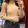 Áo sweater Dệt Kim Cổ Lọ Phối Ren 5 Màu Tùy Chọn Thời Trang Cho Nữ 8