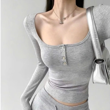 Áo tay dài cổ U, nút thờii, phong cách bigsize, vải tăm lụa Quảng Châu cao cấp - 94.860₫ 3