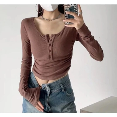Áo tay dài phối nút nhún eo, hách eo V1, size 38-73kg - Giá chỉ 165.000₫ 10