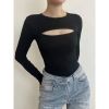 Áo tay dài pom khoét ngực vải gân tăm lụa cao, size 38, tặng dây chuyền cao cấp 2sp 4