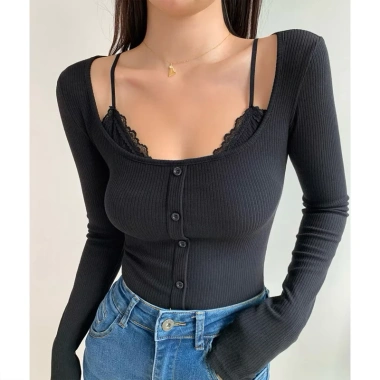 Áo TD10 phối yếm ren, nút đẹp sang trọng và size lớn 38-75kg, giá ưu đãi 95.700đ 3