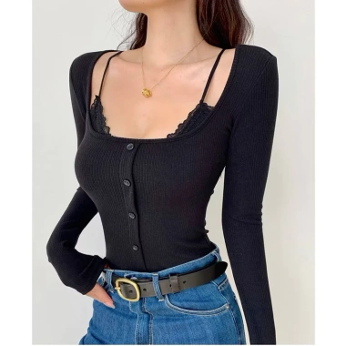 Áo TD10 phối yếm ren, nút đẹp sang trọng và size lớn 38-75kg, giá ưu đãi 95.700đ 5