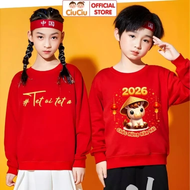 Áo Tết Bé CIUCIU KID Nỉ Sweater 2.026 Bính Ngọ - Mềm Ấm, Giá 160k 3