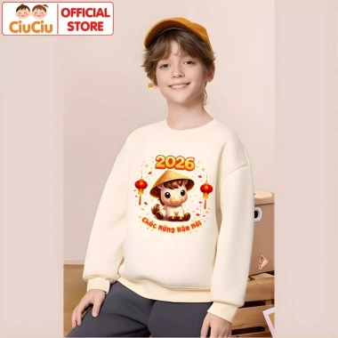 Áo Tết Bé CIUCIU KID Nỉ Sweater 2.026 Bính Ngọ - Mềm Ấm, Giá 160k 6