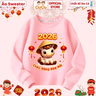 Áo Tết Bé CIUCIU KID Nỉ Sweater 2.026 Bính Ngọ - Mềm Ấm, Giá 160k 7