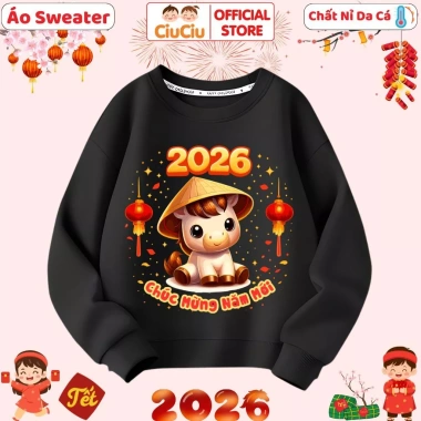Áo Tết Bé CIUCIU KID Nỉ Sweater 2.026 Bính Ngọ - Mềm Ấm, Giá 160k 8