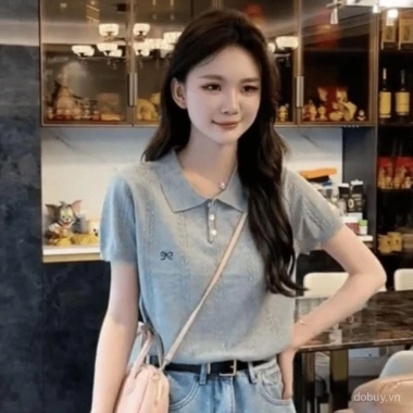 Áo thun ngắn tay thêu kiểu polo lụa lạnh mùa hè cho nữ – Giá chỉ 119.627₫