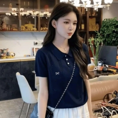 Áo thun ngắn tay thêu kiểu polo lụa lạnh mùa hè cho nữ – Giá chỉ 119.627₫