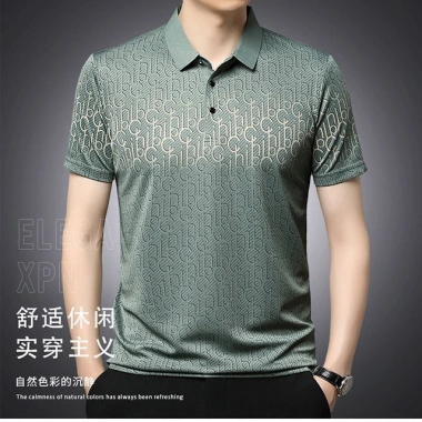 Áo thun ngắn tay ve mùa hè Business Casual POLO Ice Silk màu trơn 25.5-15 6