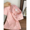 Áo thun nữ cổ bẻ caro Love Me dễ thương – Giá chỉ 89.000, khuyến mãi đặc biệt
